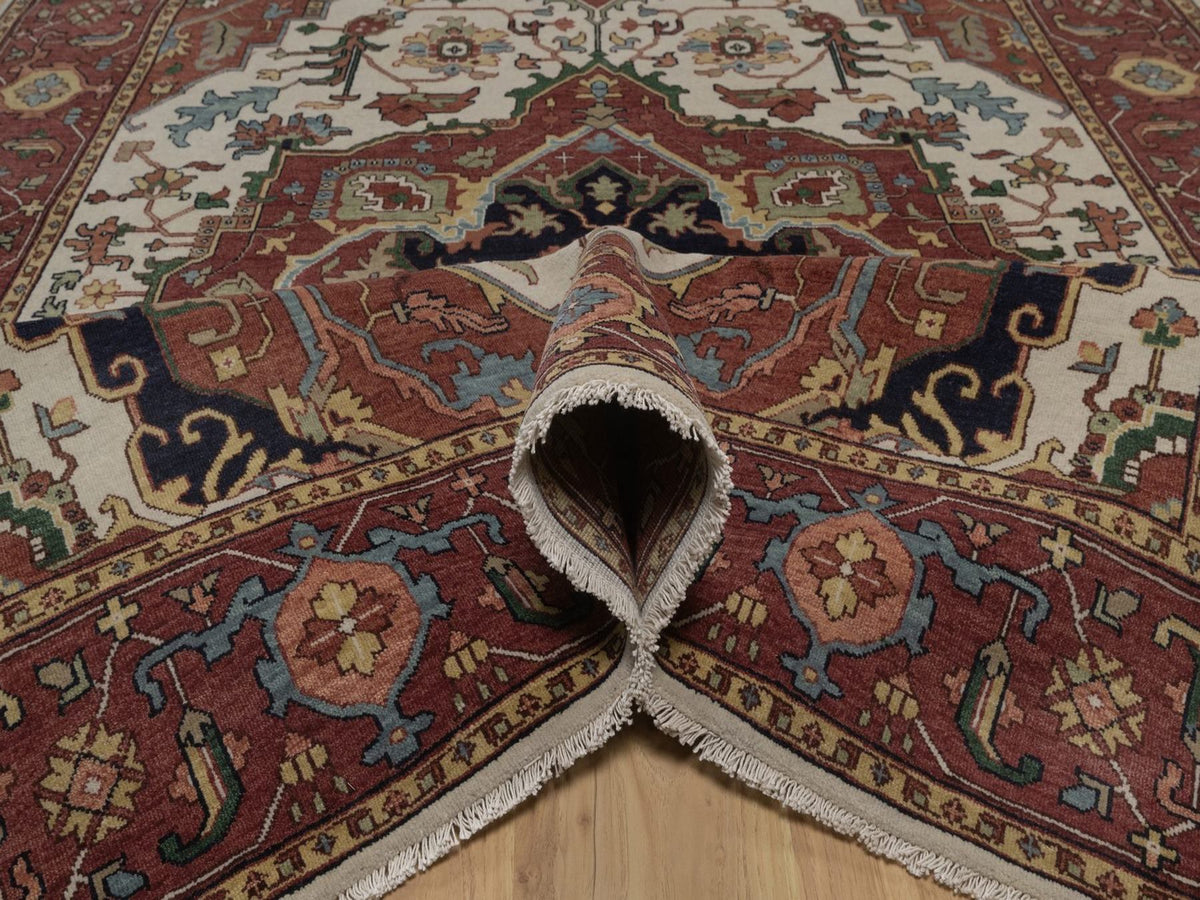 Heriz Heriz hand-knotted wool rug in Ivory, 6' x 9'1", SKU O092783 (view 5)