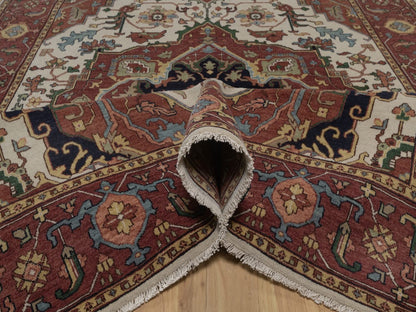 Heriz Heriz hand-knotted wool rug in Ivory, 6' x 9'1", SKU O092783 (view 5)