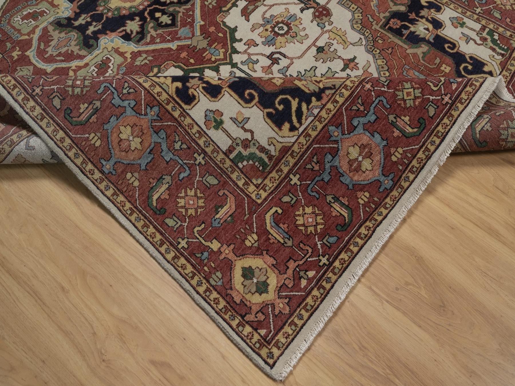 Heriz Heriz hand-knotted wool rug in Ivory, 6' x 9'1", SKU O092783 (view 6)