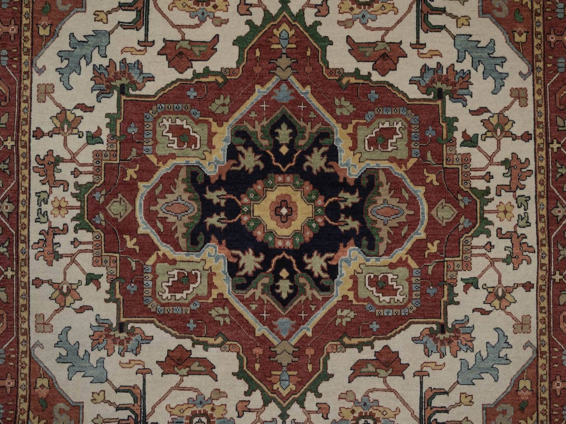 Heriz Heriz hand-knotted wool rug in Ivory, 6' x 9'1", SKU O092783 (view 8)
