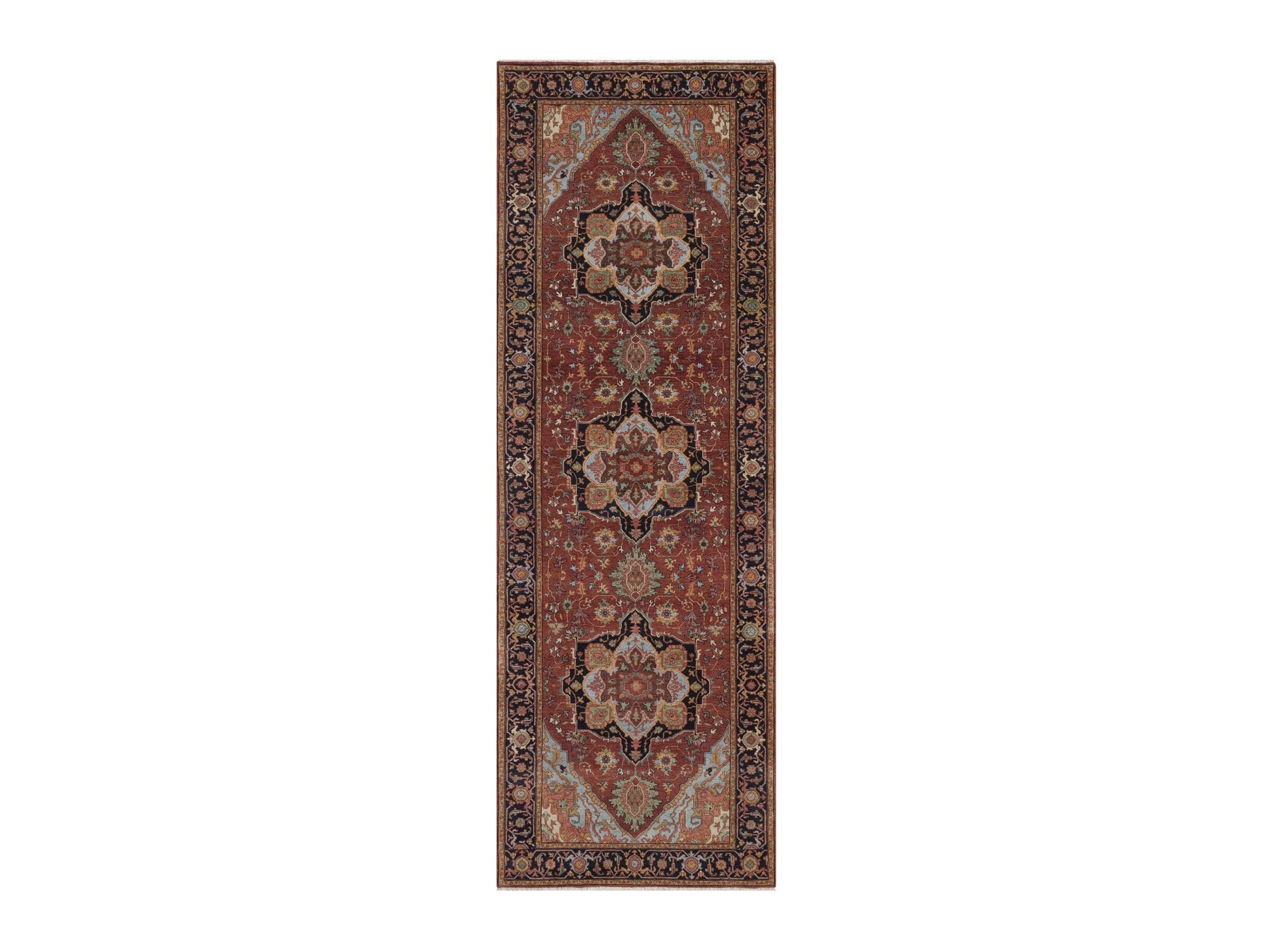 Heriz Heriz hand-knotted wool runner in Red, 3'11" x 12', SKU O092785