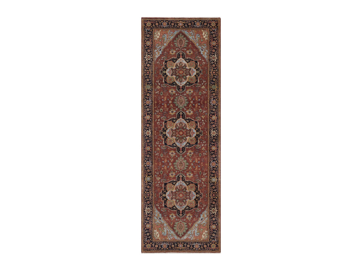 Heriz Heriz hand-knotted wool runner in Red, 3'11" x 12', SKU O092785