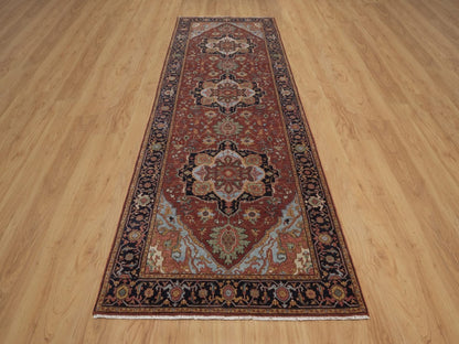 Heriz Heriz hand-knotted wool runner in Red, 3'11" x 12', SKU O092785 (view 2)