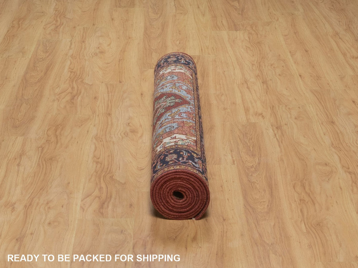 Heriz Heriz hand-knotted wool runner in Red, 3'11" x 12', SKU O092785 (view 6)