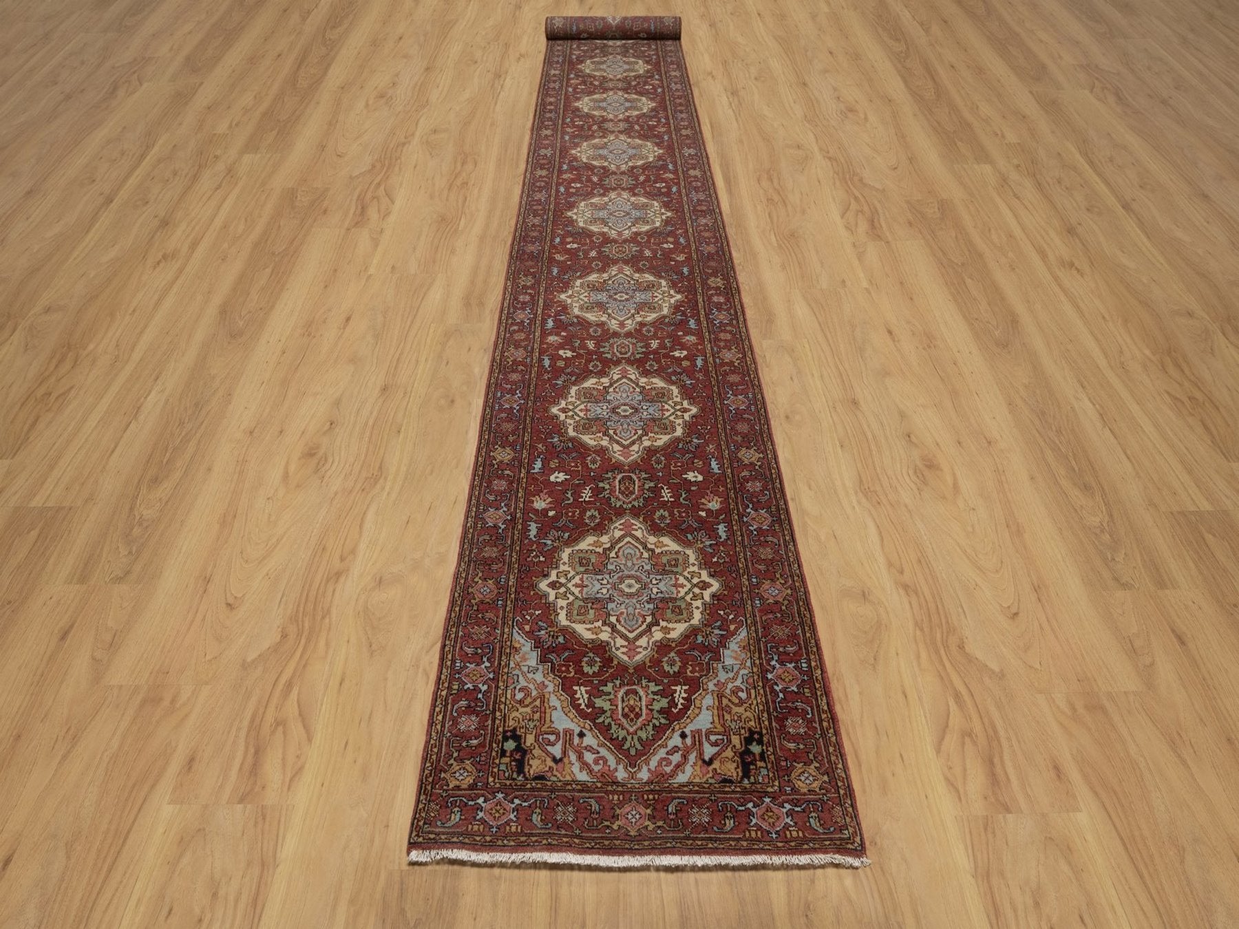 Heriz Heriz hand-knotted wool runner in Red, 2'7" x 19'11", SKU O092787 (view 2)