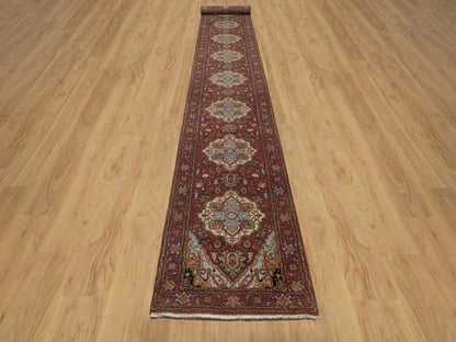 Heriz Heriz hand-knotted wool runner in Red, 2'7" x 19'11", SKU O092787 (view 2)