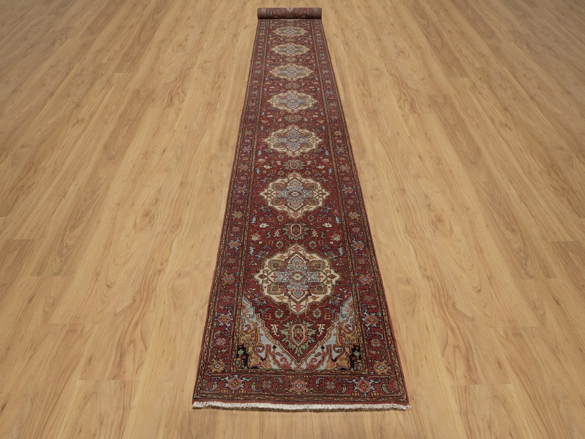 Heriz Heriz hand-knotted wool runner in Red, 2'7" x 19'11", SKU O092787 (view 2)
