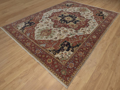 Heriz Heriz hand-knotted wool rug in Ivory, 8'9" x 11'11", SKU O092795 (view 3)
