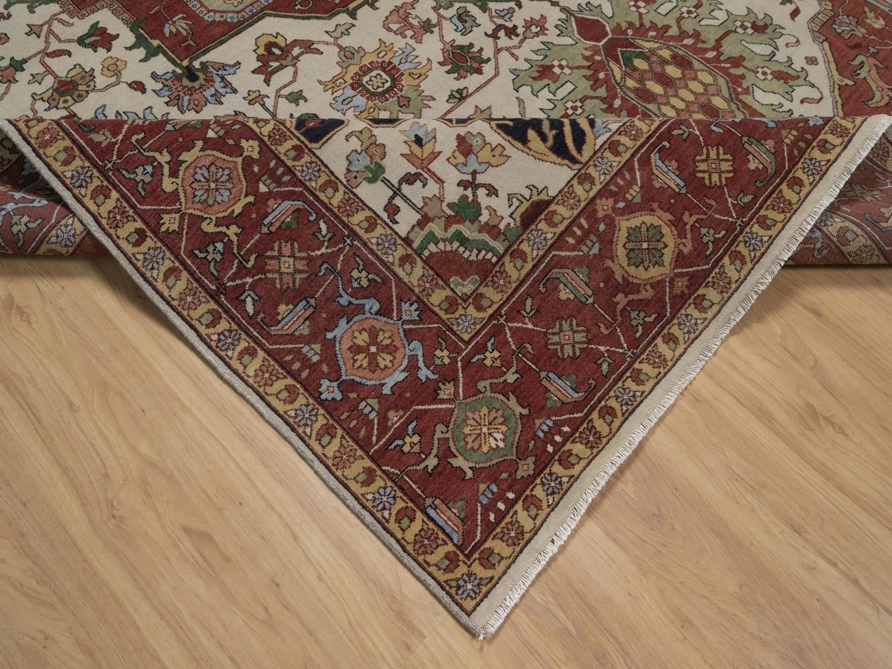 Heriz Heriz hand-knotted wool rug in Ivory, 8'9" x 11'11", SKU O092795 (view 6)