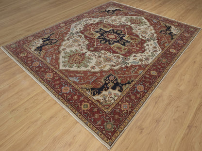 Heriz Heriz hand-knotted wool rug in Ivory, 7'10" x 10'1", SKU O092800 (view 3)