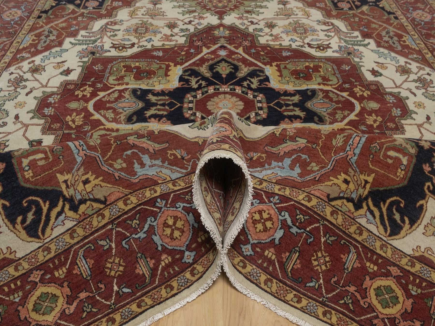 Heriz Heriz hand-knotted wool rug in Ivory, 7'10" x 10'1", SKU O092800 (view 5)