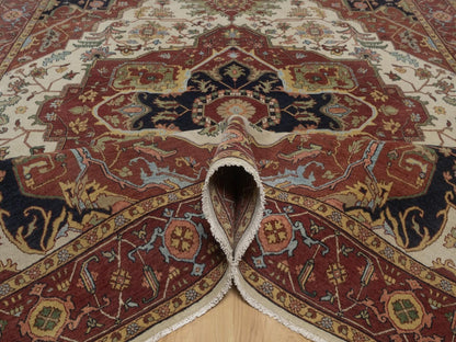 Heriz Heriz hand-knotted wool rug in Ivory, 7'10" x 10'1", SKU O092800 (view 5)