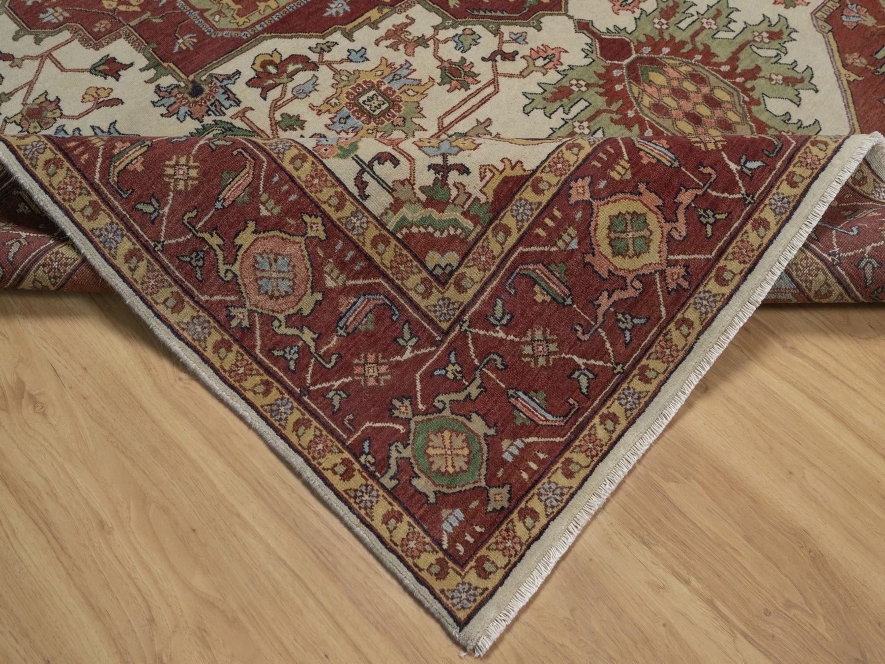 Heriz Heriz hand-knotted wool rug in Ivory, 7'10" x 10'1", SKU O092800 (view 6)