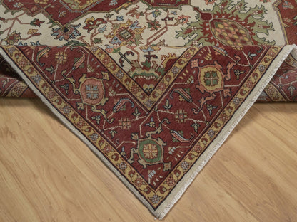 Heriz Heriz hand-knotted wool rug in Ivory, 7'10" x 10'1", SKU O092800 (view 6)
