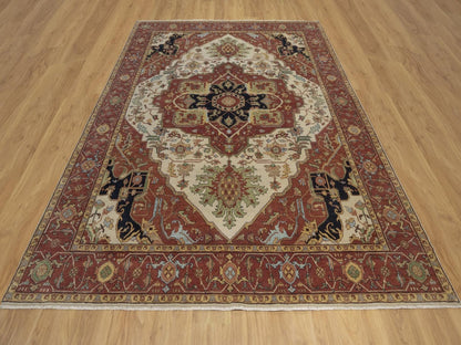 Heriz Heriz hand-knotted wool rug in Ivory, 7'10" x 9'10", SKU O092802 (view 2)