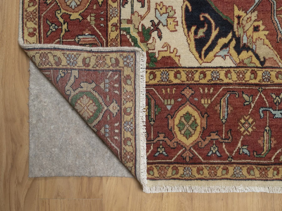 Heriz Heriz hand-knotted wool rug in Ivory, 7'10" x 9'10", SKU O092802 (view 4)