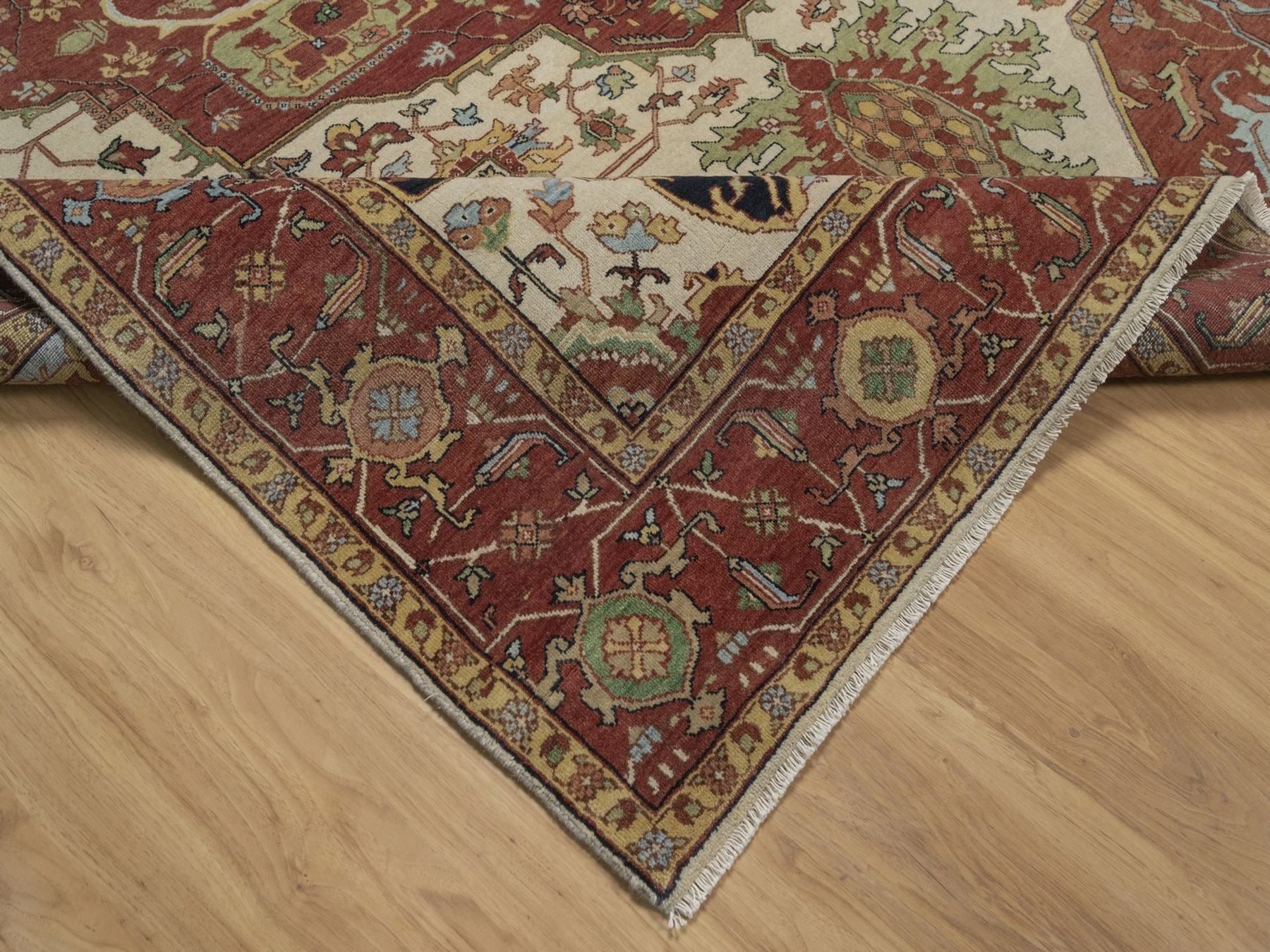 Heriz Heriz hand-knotted wool rug in Ivory, 7'10" x 9'10", SKU O092802 (view 6)