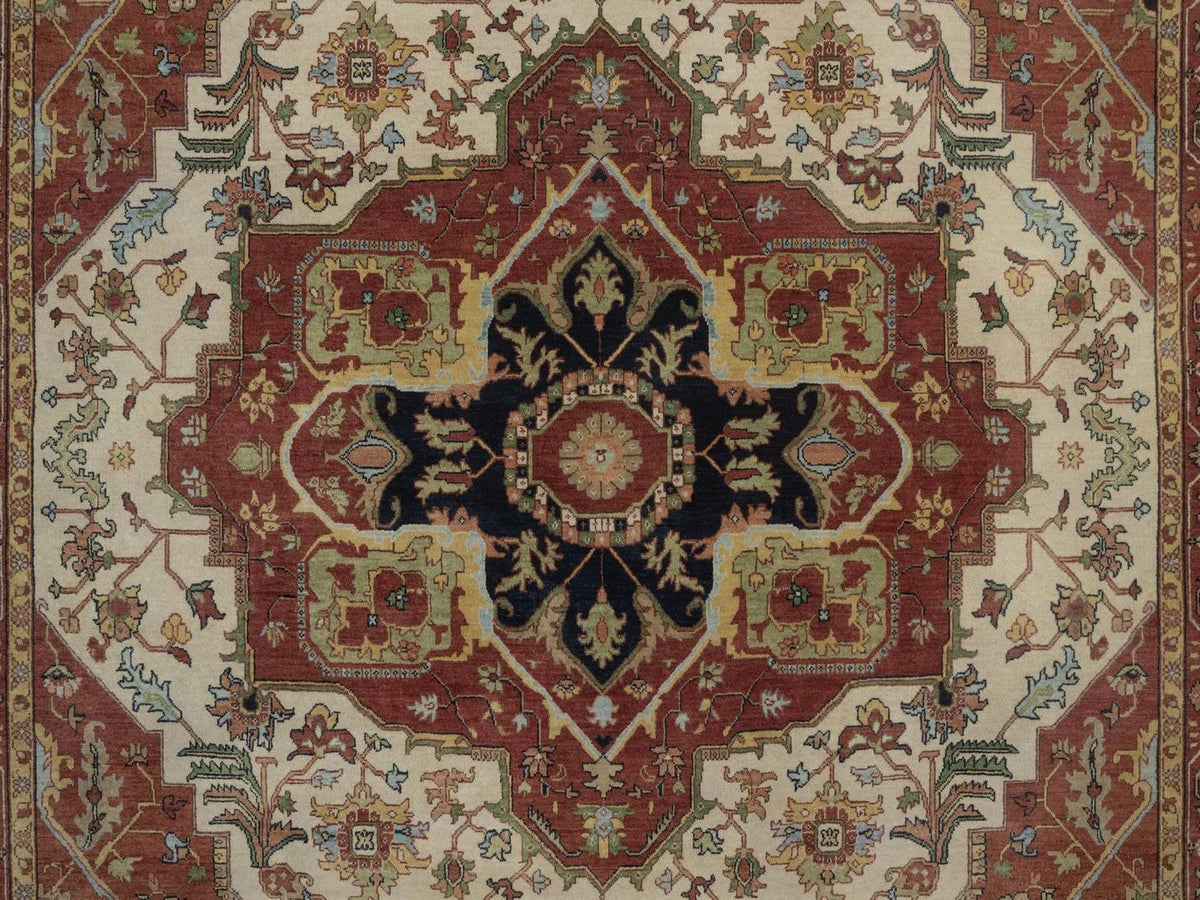 Heriz Heriz hand-knotted wool rug in Ivory, 7'10" x 9'10", SKU O092802 (view 8)