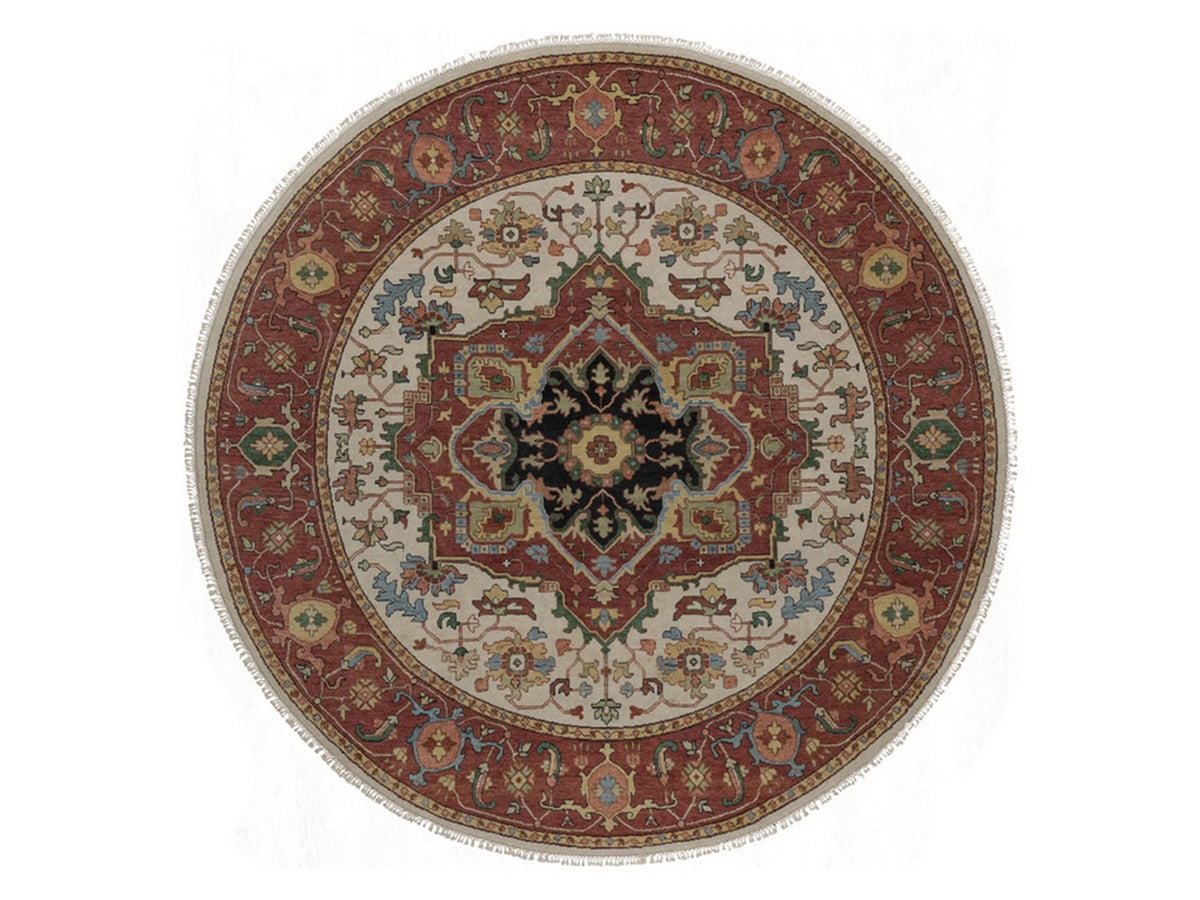 Heriz Heriz hand-knotted wool rug in Ivory, 6'10" x 6'10", SKU O092803