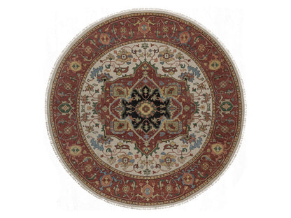 Heriz Heriz hand-knotted wool rug in Ivory, 6'10" x 6'10", SKU O092803