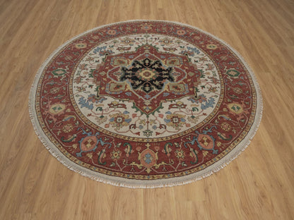 Heriz Heriz hand-knotted wool rug in Ivory, 6'10" x 6'10", SKU O092803 (view 2)