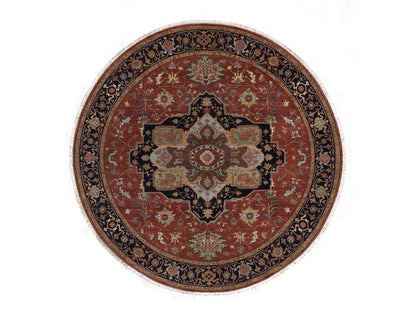 Heriz Heriz hand-knotted wool rug in Red, 7'10" x 7'10", SKU O092804