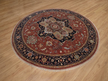 Heriz Heriz hand-knotted wool rug in Red, 7'10" x 7'10", SKU O092804 (view 3)