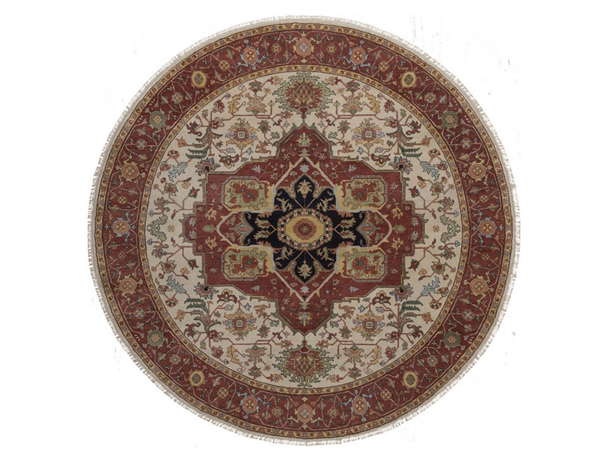 Heriz Heriz hand-knotted wool rug in Ivory, 7'11" x 7'11", SKU O092805