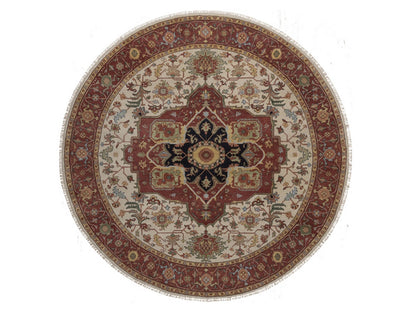 Heriz Heriz hand-knotted wool rug in Ivory, 7'11" x 7'11", SKU O092805