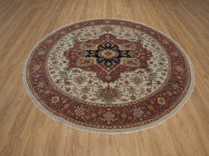 Heriz Heriz hand-knotted wool rug in Ivory, 7'11" x 7'11", SKU O092805 (view 2)
