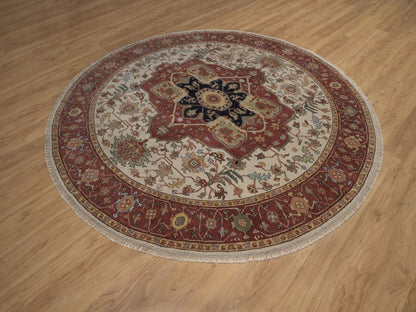 Heriz Heriz hand-knotted wool rug in Ivory, 7'11" x 7'11", SKU O092805 (view 3)