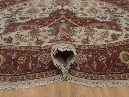 Heriz Heriz hand-knotted wool rug in Ivory, 7'11" x 7'11", SKU O092805 (view 5)