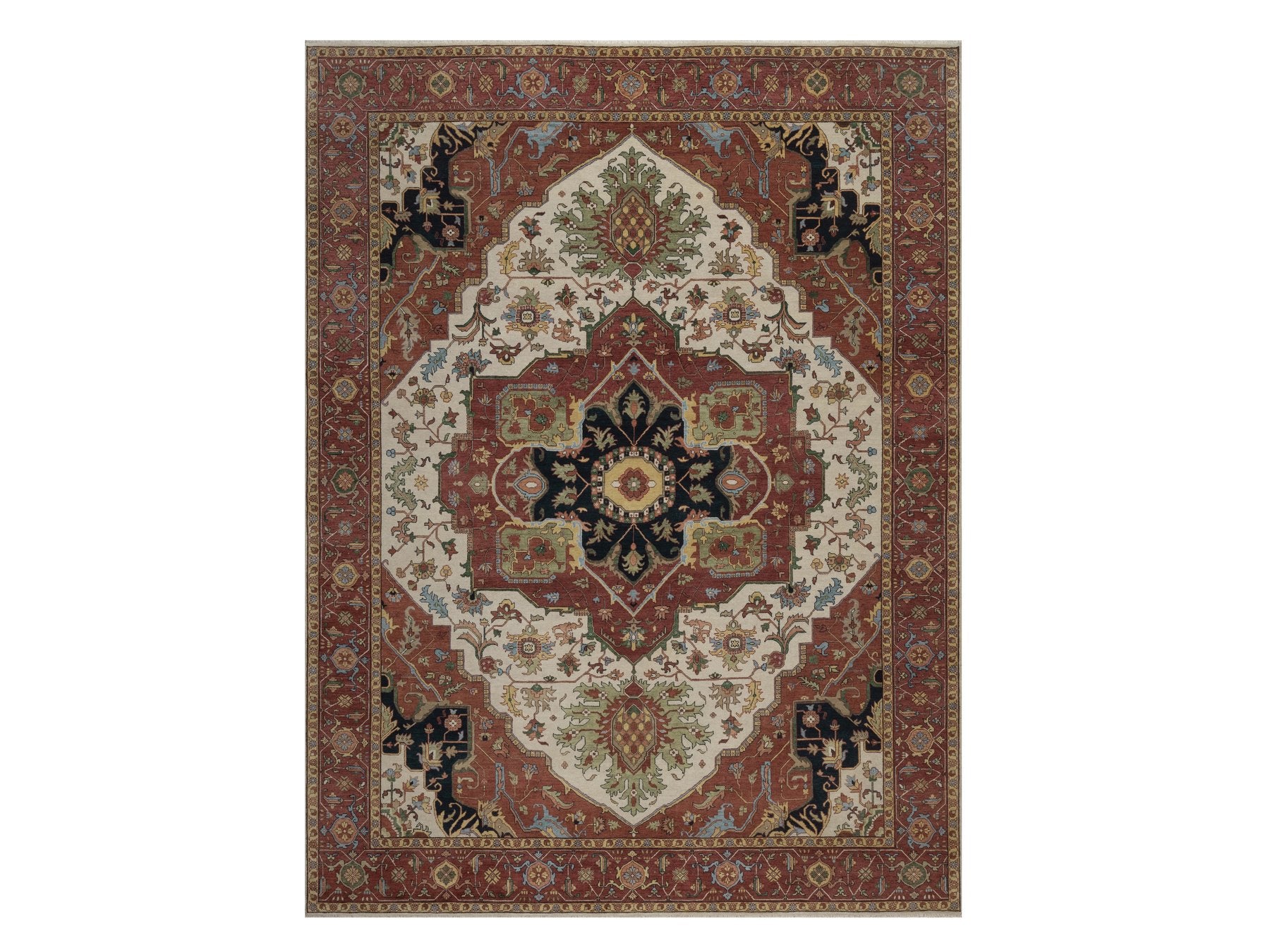Heriz Heriz hand-knotted wool rug in Ivory, 9'1" x 12', SKU O092813