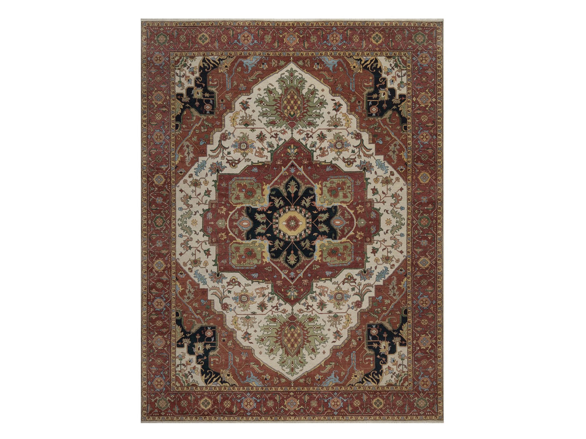 Heriz Heriz hand-knotted wool rug in Ivory, 9'1" x 12', SKU O092813