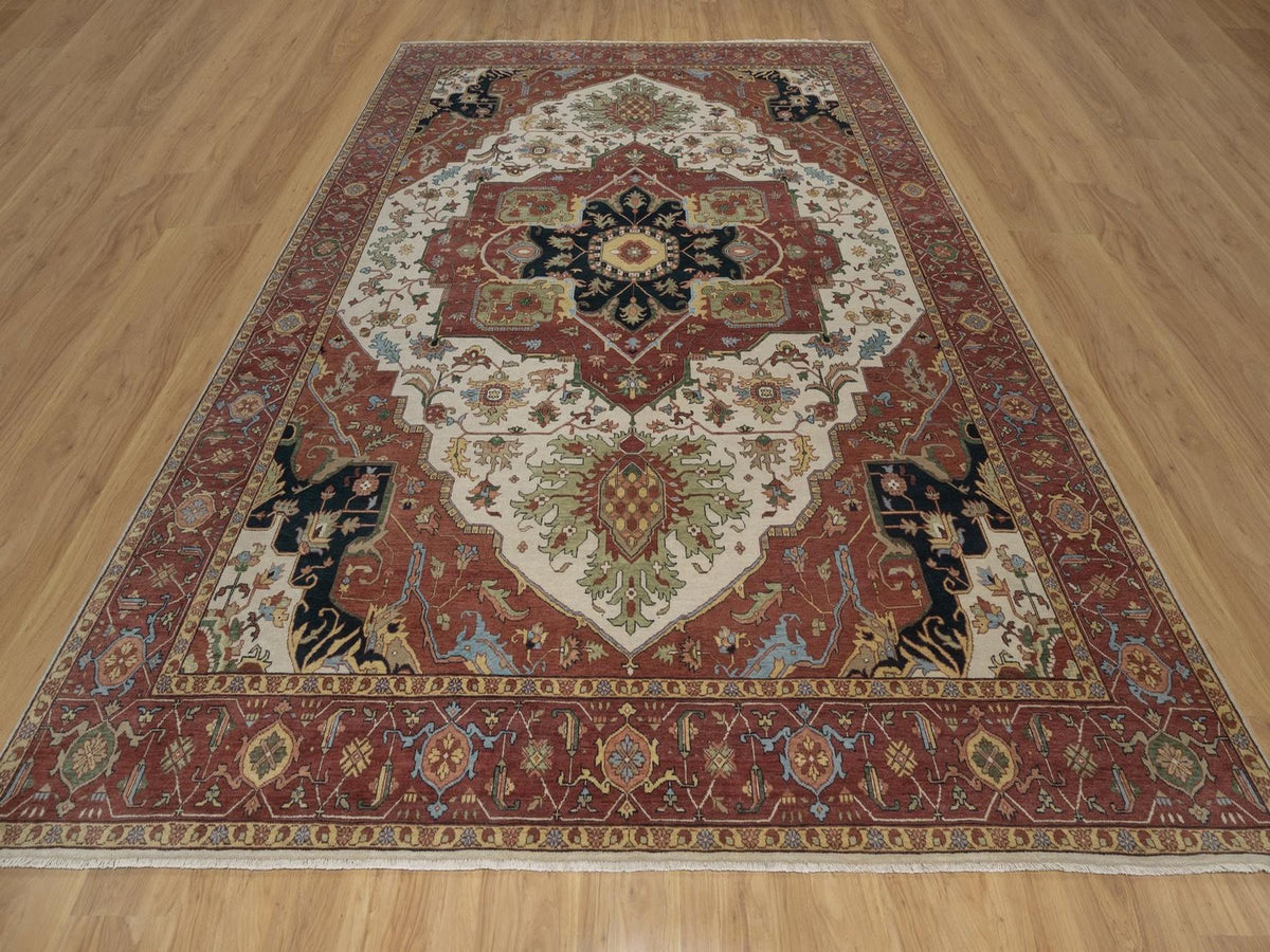 Heriz Heriz hand-knotted wool rug in Ivory, 9'1" x 12', SKU O092813 (view 2)