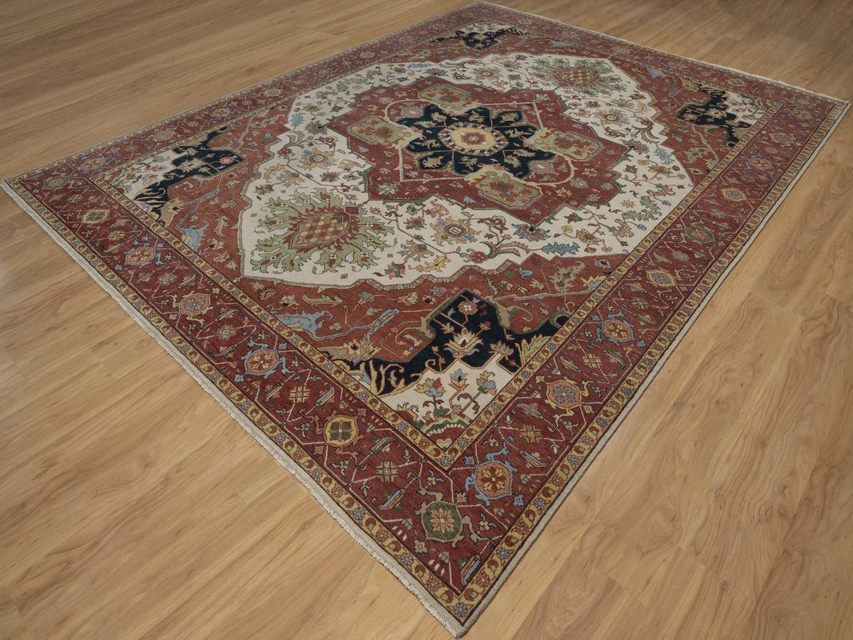 Heriz Heriz hand-knotted wool rug in Ivory, 9'1" x 12', SKU O092813 (view 3)