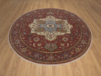 Heriz Heriz hand-knotted wool rug in Red, 8' x 8', SKU O092815 (view 2)