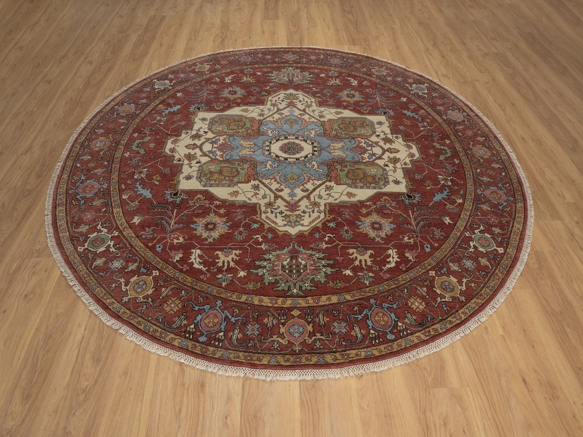 Heriz Heriz hand-knotted wool rug in Red, 8' x 8', SKU O092815 (view 2)
