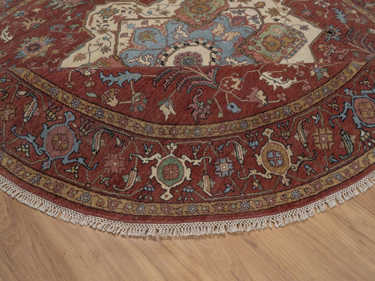 Heriz Heriz hand-knotted wool rug in Red, 8' x 8', SKU O092815 (view 6)