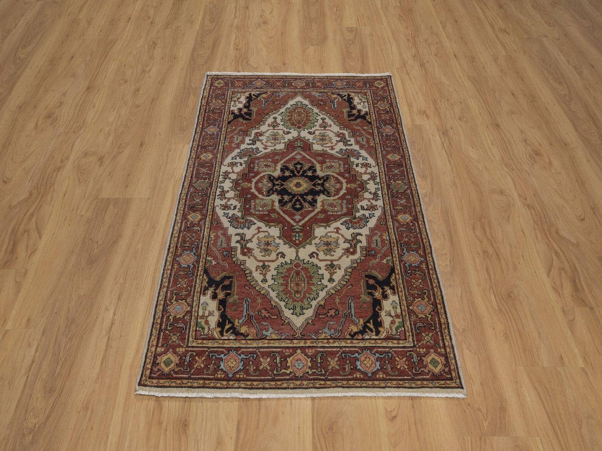 Heriz Heriz hand-knotted wool rug in Ivory, 3' x 5'1", SKU O092818 (view 2)