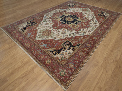 Heriz Heriz hand-knotted wool rug in Ivory, 9'10" x 13'10", SKU O092820 (view 3)