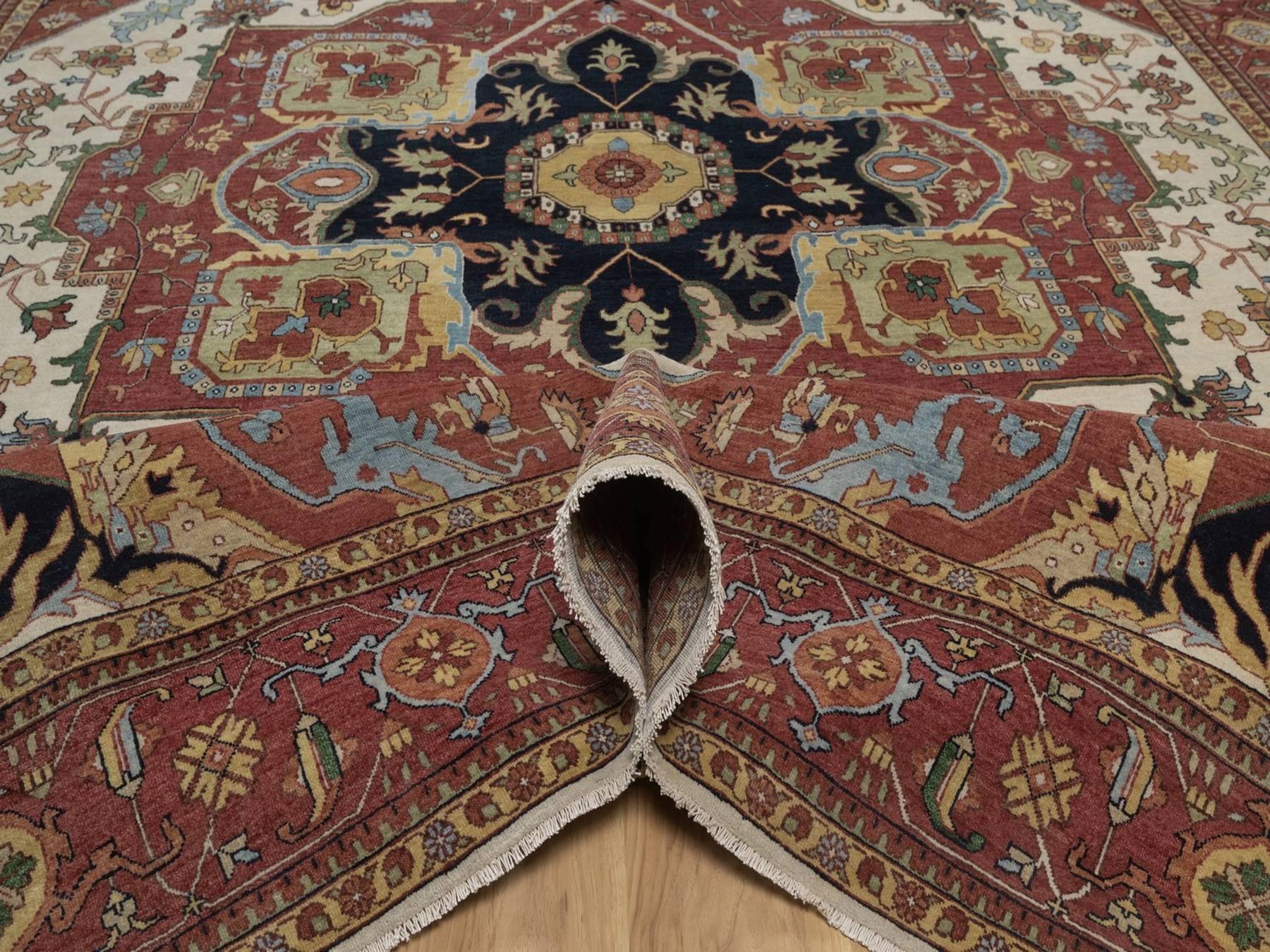 Heriz Heriz hand-knotted wool rug in Ivory, 9'10" x 13'10", SKU O092820 (view 5)