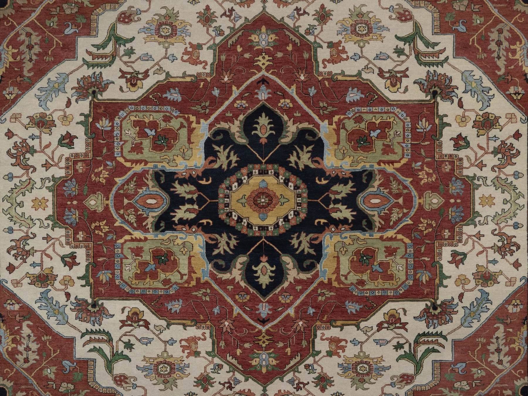 Heriz Heriz hand-knotted wool rug in Ivory, 9'10" x 13'10", SKU O092820 (view 8)