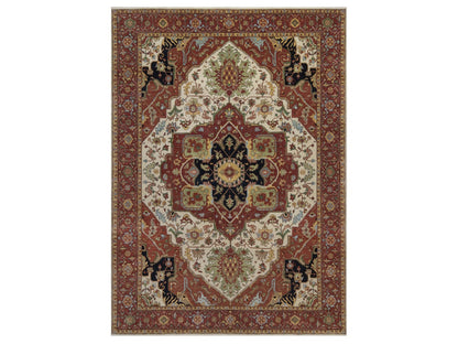 Heriz Heriz hand-knotted wool rug in Ivory, 8'8" x 12', SKU O092822