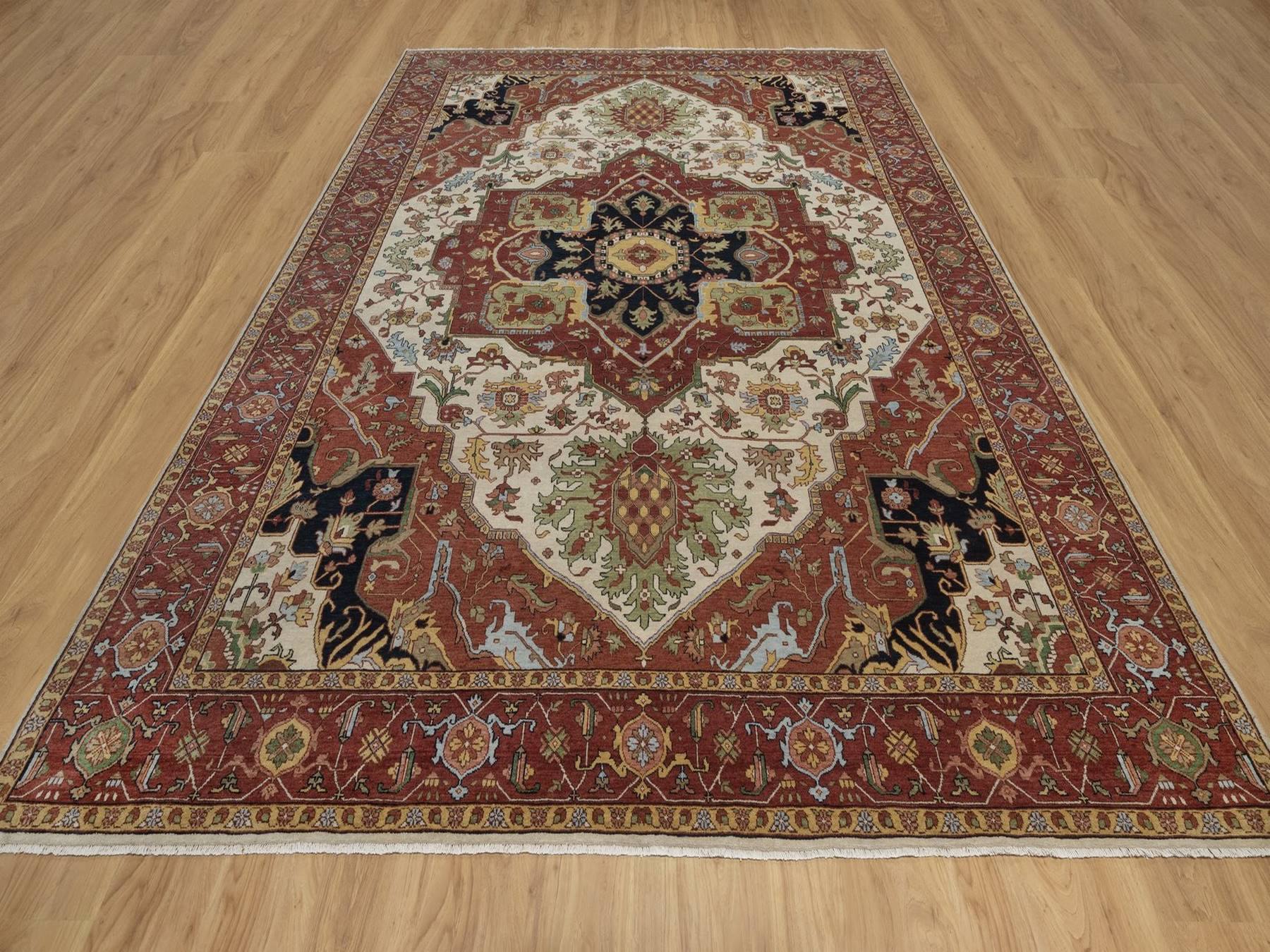 Heriz Heriz hand-knotted wool rug in Ivory, 8'8" x 12', SKU O092822 (view 2)