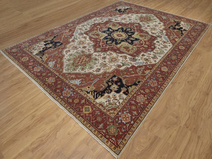 Heriz Heriz hand-knotted wool rug in Ivory, 8'8" x 12', SKU O092822 (view 3)