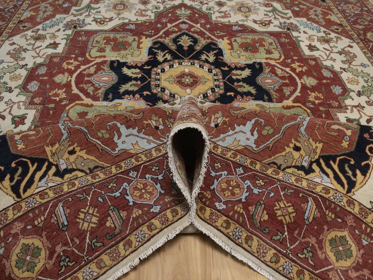 Heriz Heriz hand-knotted wool rug in Ivory, 8'8" x 12', SKU O092822 (view 5)