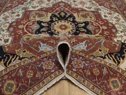 Heriz Heriz hand-knotted wool rug in Ivory, 8'8" x 12', SKU O092822 (view 5)