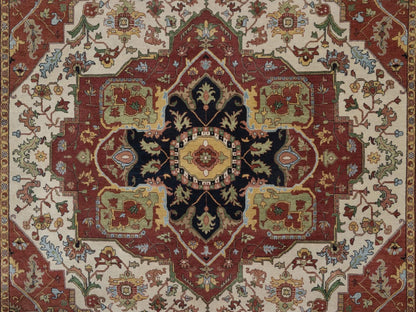 Heriz Heriz hand-knotted wool rug in Ivory, 8'8" x 12', SKU O092822 (view 8)