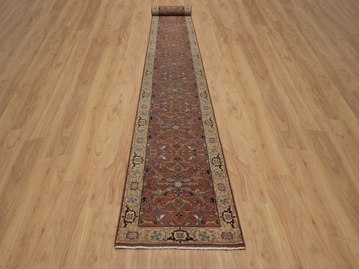 Heriz Heriz hand-knotted wool runner in Red, 2'7" x 23'9", SKU O092828 (view 2)